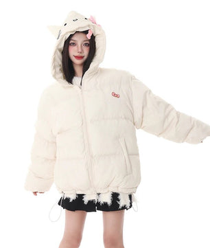 Hello Kitty Jacket Homemade Cotton Cartoon Sanrios Clothes Woman American Loose Sports Coat Kawaii Girls Padded - Lusy Store LLC