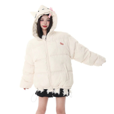 Hello Kitty Jacket Homemade Cotton Cartoon Sanrios Clothes Woman American Loose Sports Coat Kawaii Girls Padded - Lusy Store LLC