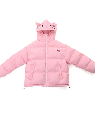 Hello Kitty Jacket Homemade Cotton Cartoon Sanrios Clothes Woman American Loose Sports Coat Kawaii Girls Padded - Lusy Store LLC