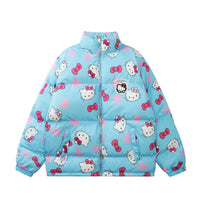 Hello Kitty Jacket Kawaii Womens Cotton Clothing Cartoon Fashion Cute Girl Warm Clothes 6
