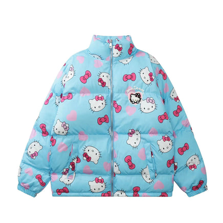 Hello Kitty Jacket Kawaii Womens Cotton Clothing Cartoon Fashion Cute Girl Warm Clothes 6