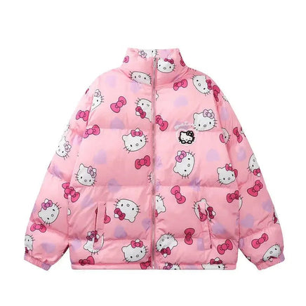 Hello Kitty Jacket Kawaii Womens Cotton Clothing Cartoon Fashion Cute Girl Warm Clothes