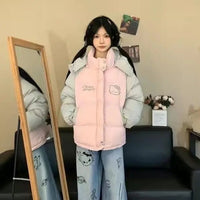 Hello Kitty Jacket Kawaii Womens Cotton Clothing Cartoon Fashion Cute Girl Warm Clothes 10