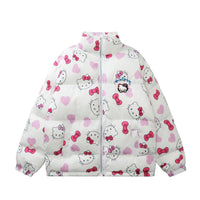 Hello Kitty Jacket Kawaii Womens Cotton Clothing Cartoon Fashion Cute Girl Warm Clothes 5