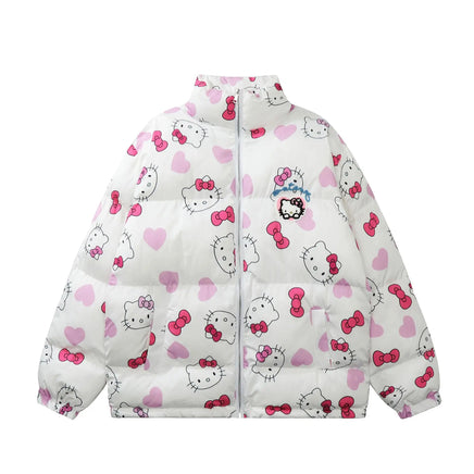 Hello Kitty Jacket Kawaii Womens Cotton Clothing Cartoon Fashion Cute Girl Warm Clothes 5