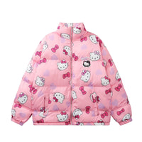 Hello Kitty Jacket Kawaii Womens Cotton Clothing Cartoon Fashion Cute Girl Warm Clothes 4