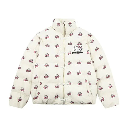 Hello Kitty Jacket Kawaii Womens Cotton Clothing Cartoon Fashion Cute Girl Warm Clothes - Lusy Store LLC