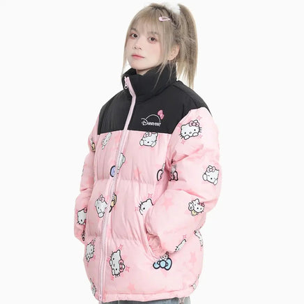 Hello Kitty Jacket Kawaii Womens Cotton Clothing Cartoon Fashion Cute Girl Warm Clothes 3