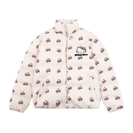 Hello Kitty Jacket Kawaii Womens Cotton Clothing Cartoon Fashion Cute Girl Warm Clothes 7