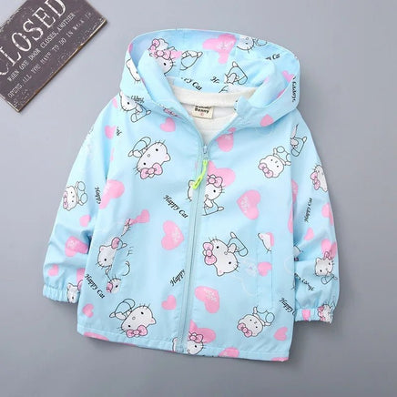 Hello Kitty Jackets for Girls Sanrio Cartoon Coat Baby Girls Kawaii Windbreaker Coat Hooded - Lusy Store LLC