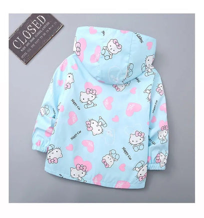 Hello Kitty Jackets for Girls Sanrio Cartoon Coat Baby Girls Kawaii Windbreaker Coat Hooded - Lusy Store LLC