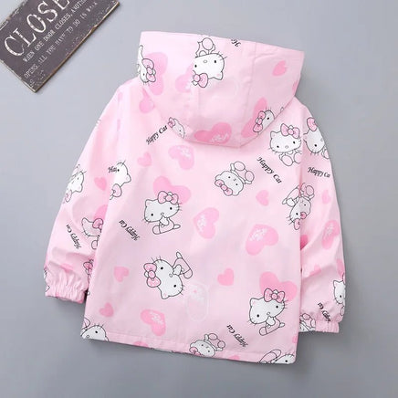 Hello Kitty Jackets for Girls Sanrio Cartoon Coat Baby Girls Kawaii Windbreaker Coat Hooded - Lusy Store LLC