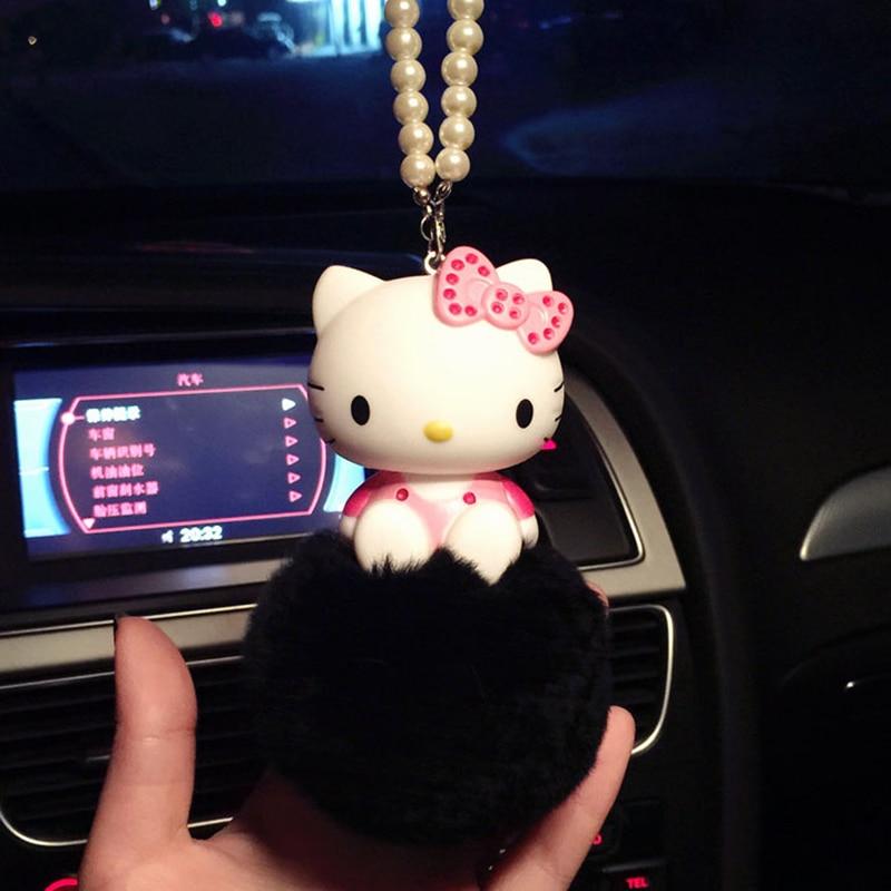 Hello Kitty KT Cute Cat Car Interior Pendant ornaments Anime dolls Car - Lusy Store