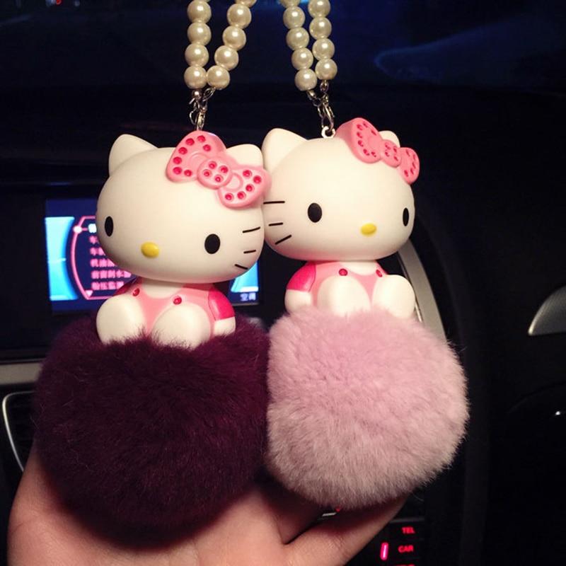 Hello Kitty KT Cute Cat Car Interior Pendant ornaments Anime dolls Car - Lusy Store