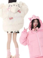Hello Kitty Padded Cotton Clothes Thickened Warm Loose Coat for Women Girls