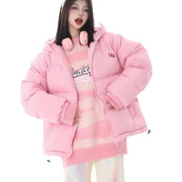 Hello Kitty Padded Cotton Clothes Thickened Warm Loose Coat for Women Girls Pink