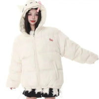 Hello Kitty Padded Cotton Clothes Thickened Warm Loose Coat for Women Girls