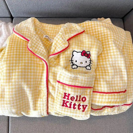 Hello Kitty Pajamas Long Sleeves Flannel Suit Thicken Tracksuit Comfortable Skin-Friendly Girlfriend Gift - Lusy Store LLC