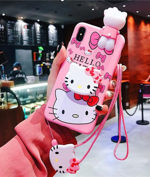 Hello Kitty Phone Case For iphone X XS MAX XR Soft Silicone Pink Doll Back Cover For coque iphone 6 6S 7 8 Plus - Lusy Store
