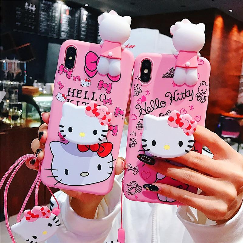 Hello Kitty Phone Case For iphone X XS MAX XR Soft Silicone Pink Doll Back Cover For coque iphone 6 6S 7 8 Plus - Lusy Store