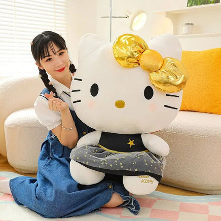 Hello Kitty Plush Doll Toy Cartoon Cute Anime Black Gold Kuromi Luxury Sleeping Pillow Doll Girls Birthday Gift - Lusy Store LLC