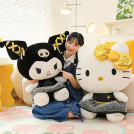 Hello Kitty Plush Doll Toy Cartoon Cute Anime Black Gold Kuromi Luxury Sleeping Pillow Doll Girls Birthday Gift - Lusy Store LLC
