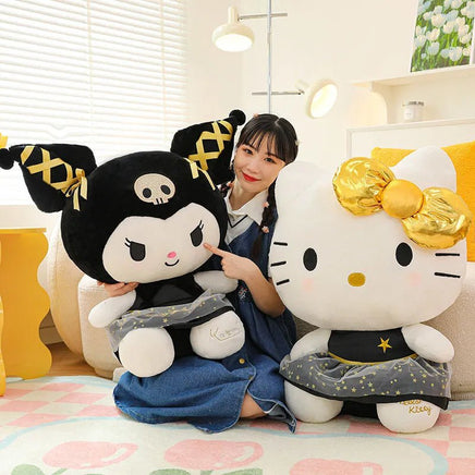 Hello Kitty Plush Doll Toy Cartoon Cute Anime Black Gold Kuromi Luxury Sleeping Pillow Doll Girls Birthday Gift - Lusy Store LLC