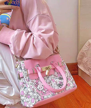 Hello Kitty Purse Kawaii Sanrioed Crossbody Bag Fashion Pu Leather Cute Luxury Wallet C100 - Lusy Store
