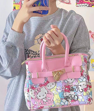 Hello Kitty Purse Kawaii Sanrioed Crossbody Bag Fashion Pu Leather Cute Luxury Wallet C100 - Lusy Store