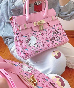 Hello Kitty Purse Kawaii Sanrioed Crossbody Bag Fashion Pu Leather Cute Luxury Wallet C100 - Lusy Store