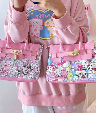 Hello Kitty Purse Kawaii Sanrioed Crossbody Bag Fashion Pu Leather Cute Luxury Wallet C100 - Lusy Store