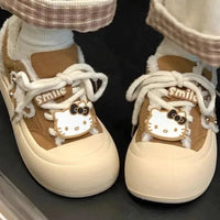 Hello Kitty Shoes Fleece Cartoon Luxury Korean Aesthetic Thick Sole Board Shoes Y2k Women Casual Sneakers - Lusy Store LLC