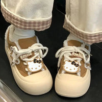 Hello Kitty Shoes Fleece Cartoon Luxury Korean Aesthetic Thick Sole Board Shoes Y2k Women Casual Sneakers - Lusy Store LLC