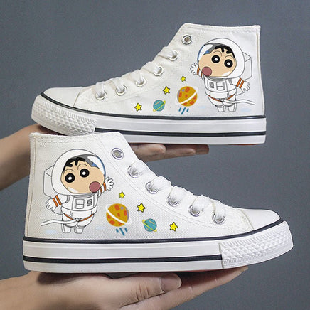 Hello Kitty Shoes Sanrios Kawaii Cinnamoroll New Canvas Shoes High Top Breathable Sneakers Gift S74 - Lusy Store