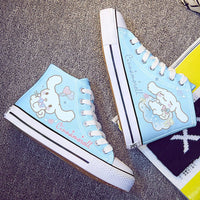 Hello Kitty Shoes Sanrios Kawaii Cinnamoroll High Top Breathable Sneakers Gift S74B Blue Cinnamoroll
