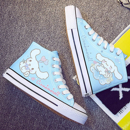 Hello Kitty Shoes Sanrios Kawaii Cinnamoroll High Top Breathable Sneakers Gift S74B Blue Cinnamoroll