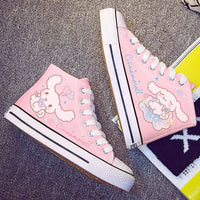 Hello Kitty Shoes Sanrios Kawaii Cinnamoroll High Top Breathable Sneakers Gift S74B Pink Cinnamoroll
