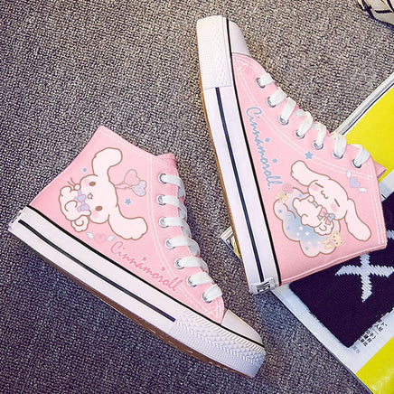 Hello Kitty Shoes Sanrios Kawaii Cinnamoroll High Top Breathable Sneakers Gift S74B Pink Cinnamoroll