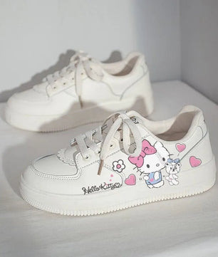 Hello Kitty Shoes Small White Shoes Korean College Style Harajuku Casual Flat Shoes Y2k Comfortable - Lusy Store LLC