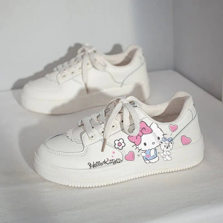 Hello Kitty Shoes Small White Shoes Korean College Style Harajuku Casual Flat Shoes Y2k Comfortable - Lusy Store LLC