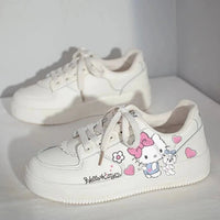 Hello Kitty Shoes Small White Shoes Korean College Style Harajuku Casual Flat Shoes Y2k Comfortable - Lusy Store LLC