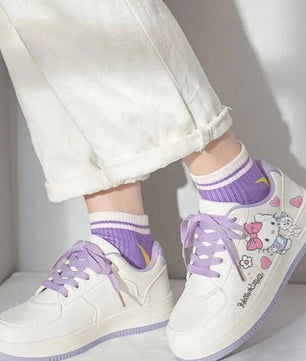 Hello Kitty Shoes Small White Shoes Korean College Style Harajuku Casual Flat Shoes Y2k Comfortable - Lusy Store LLC
