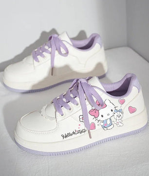 Hello Kitty Shoes Small White Shoes Korean College Style Harajuku Casual Flat Shoes Y2k Comfortable - Lusy Store LLC