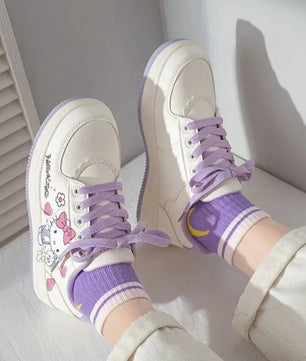 Hello Kitty Shoes Small White Shoes Korean College Style Harajuku Casual Flat Shoes Y2k Comfortable - Lusy Store LLC