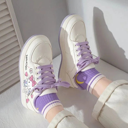 Hello Kitty Shoes Small White Shoes Korean College Style Harajuku Casual Flat Shoes Y2k Comfortable - Lusy Store LLC