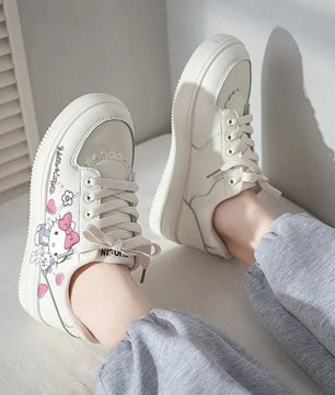 Hello Kitty Shoes Small White Shoes Korean College Style Harajuku Casual Flat Shoes Y2k Comfortable - Lusy Store LLC