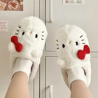 Hello Kitty Slipper Plush Cartoon Warm Indoor Flat Casual Non-Slip Girls Home Shoes Kawaii Gift - Lusy Store LLC