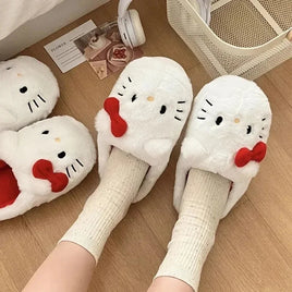 Hello Kitty Slipper Plush Cartoon Warm Indoor Flat Casual Non-Slip Girls Home Shoes Kawaii Gift - Lusy Store LLC