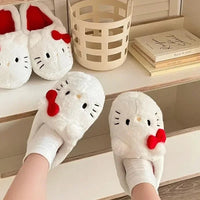 Hello Kitty Slipper Plush Cartoon Warm Indoor Flat Casual Non-Slip Girls Home Shoes Kawaii Gift - Lusy Store LLC