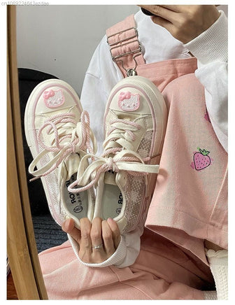 Hello Kitty Sneaker Girl Casual Trendy Shoes Women Kawaii Canvas Flat Shoes S72 - Lusy Store